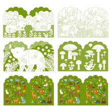 woodland coloring book with stickers