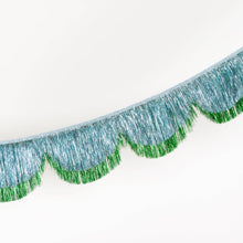 Blue Tinsel Scallop Garland