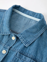 denim boxy shirt and short set