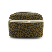vanity case in animal print olive