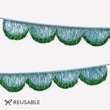 Blue Tinsel Scallop Garland