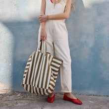 elisa tote bag olive stripe
