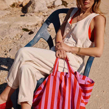 elisa tote bag orchid tomato stripe