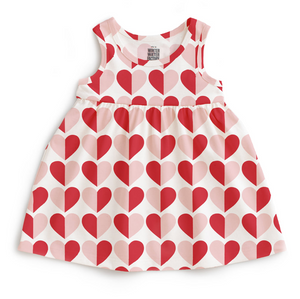 alna dress in red and pink hearts