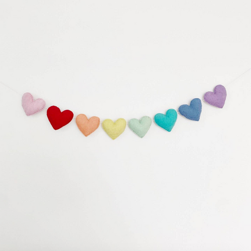 rainbow hearts felt garland