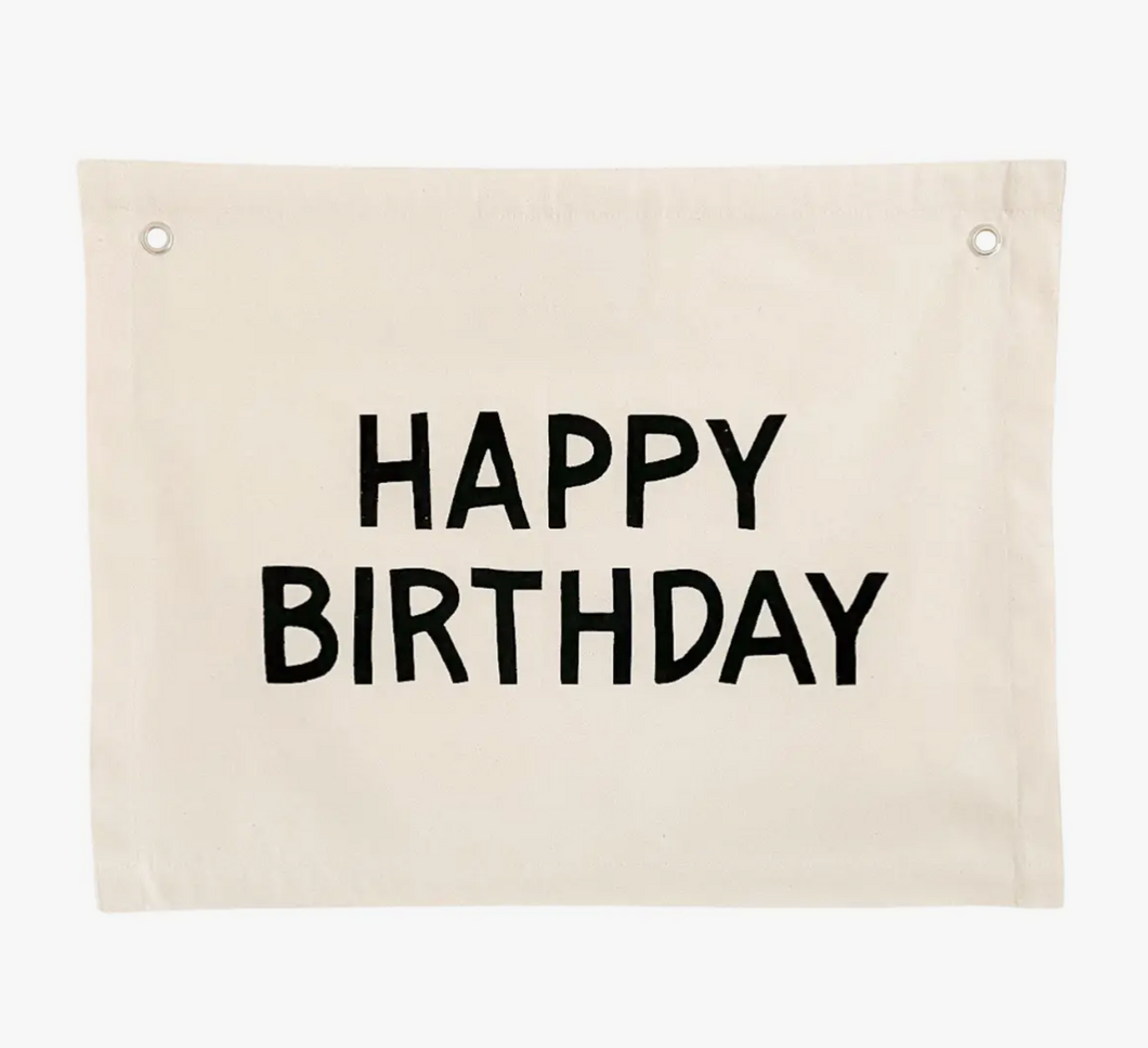 happy birthday banner in natural