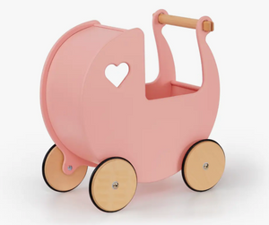 doll stroller wooden pram pink