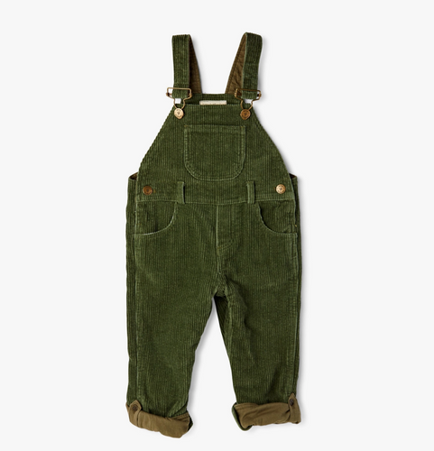 olive chunky corduroy overalls
