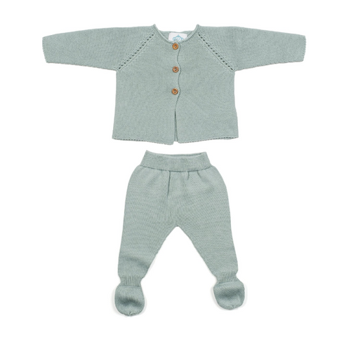 newborn knit set in sage
