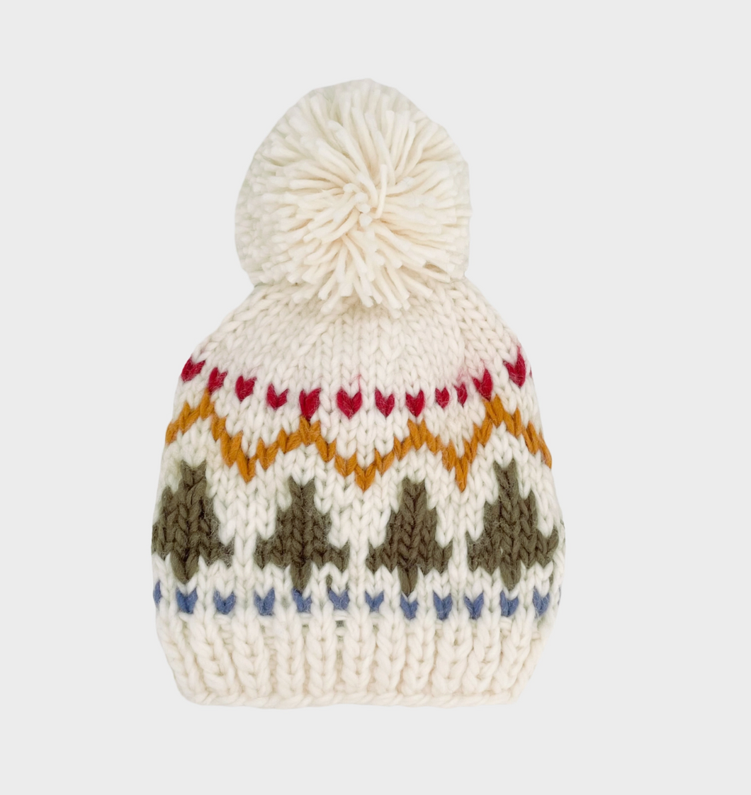 knit pom hat in fair isle