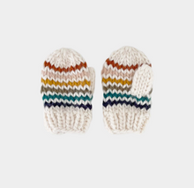 knit mittens in retro stripe