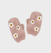 knit flower mittens