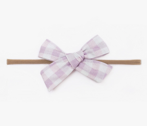 purple gingham bow headband