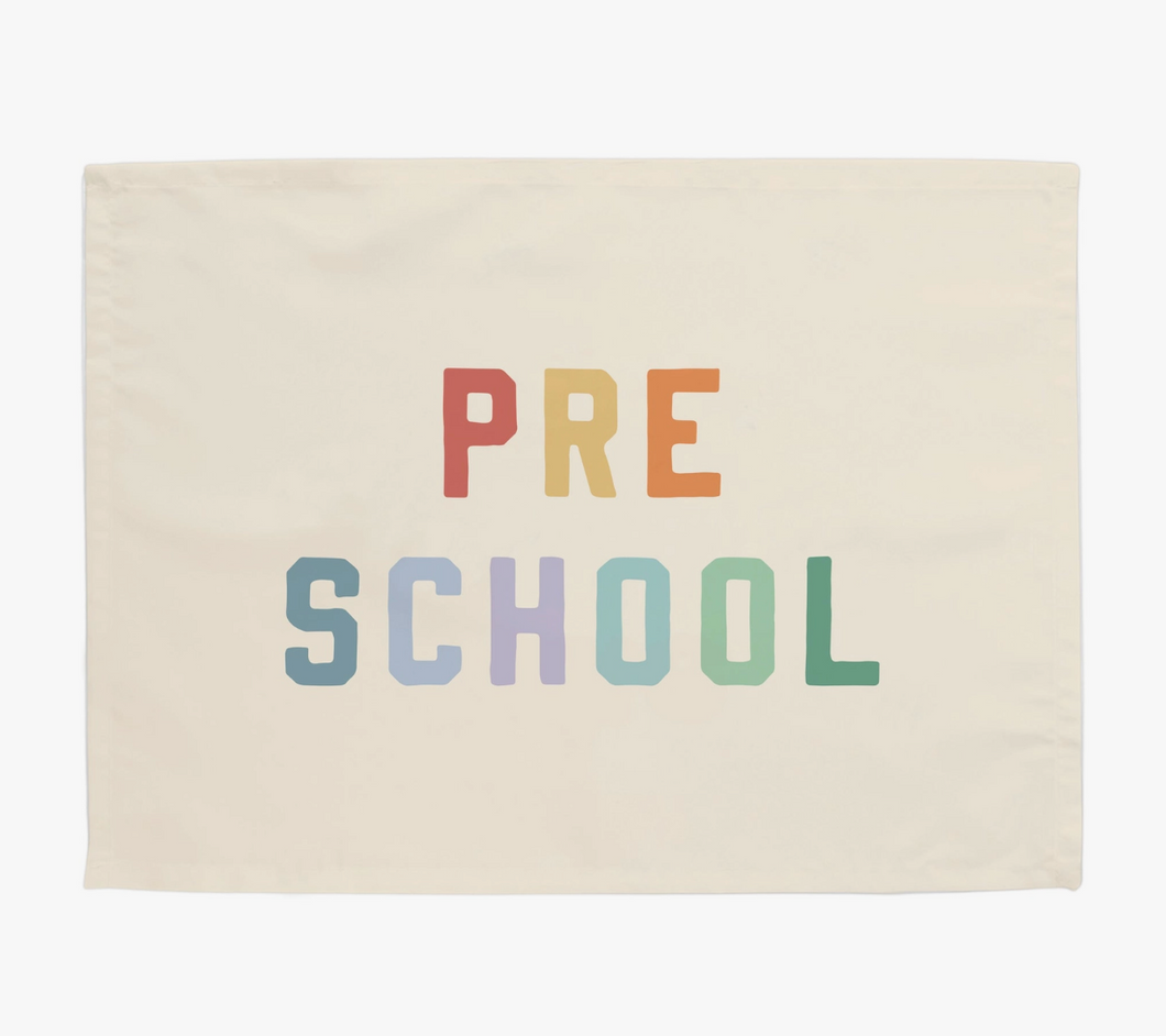 preschool banner in natural