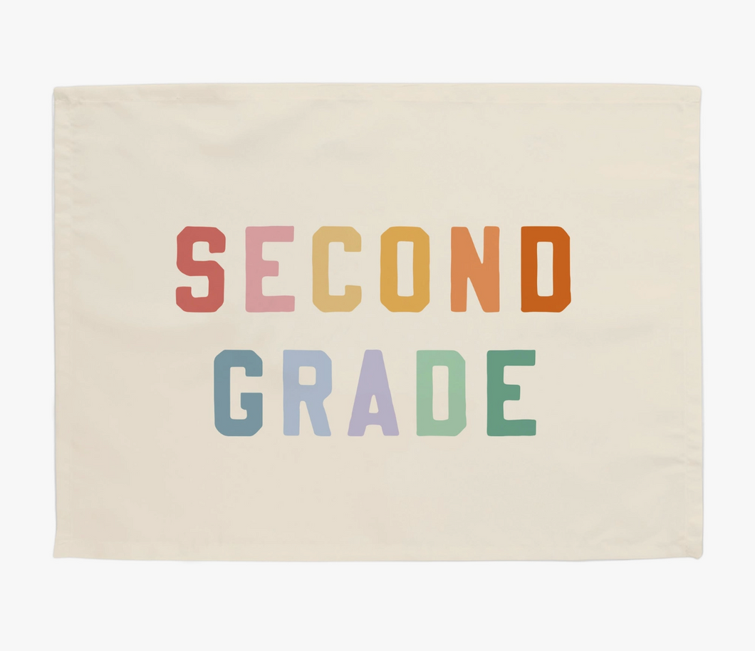 second grade banner in natural
