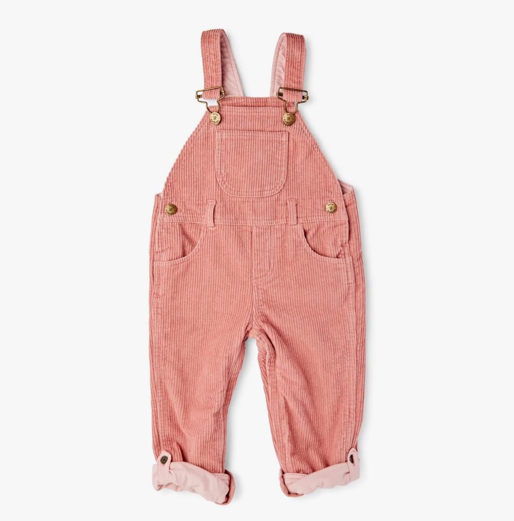 pink chunky corduroy overalls