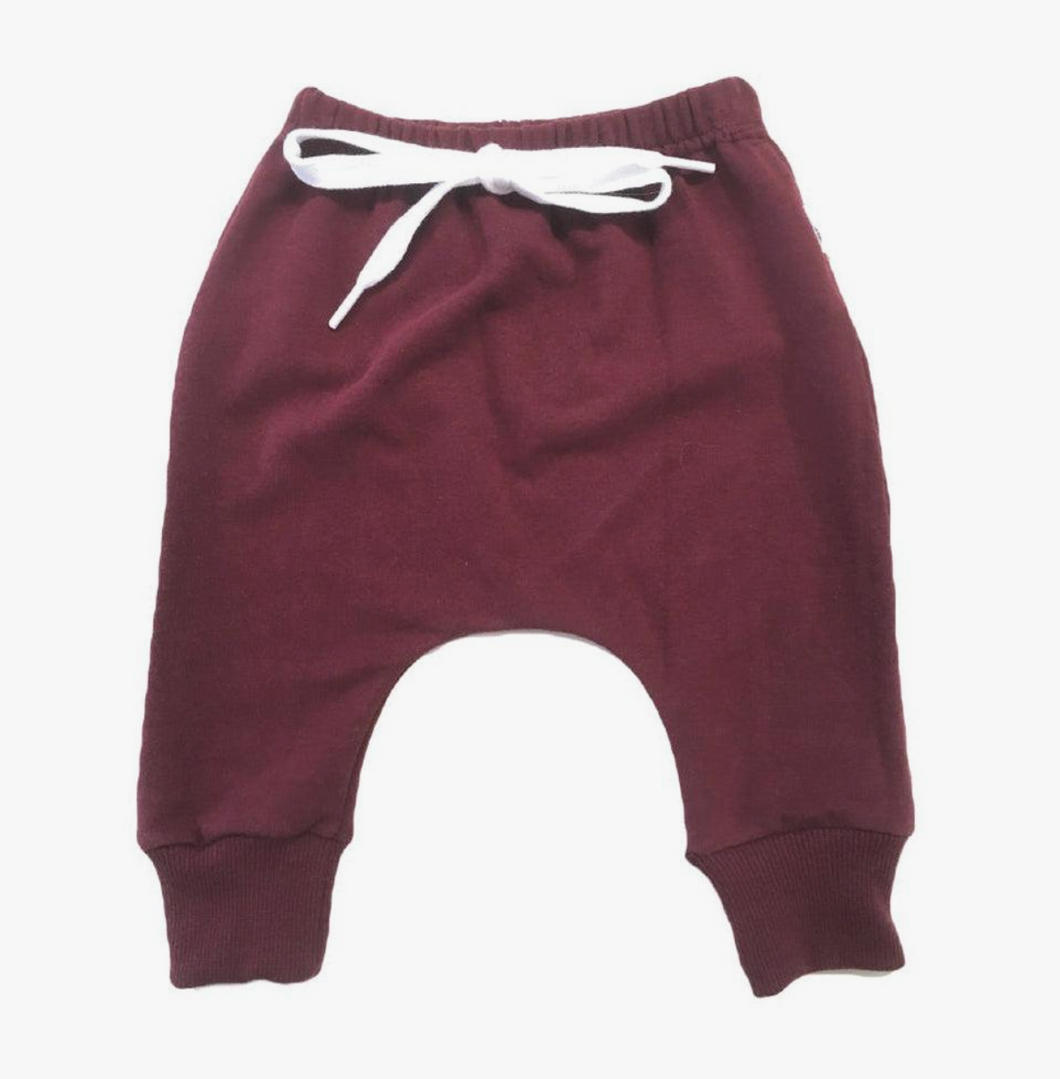 joggers in maroon