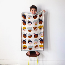 knit baby blanket in gaia stella's kids print