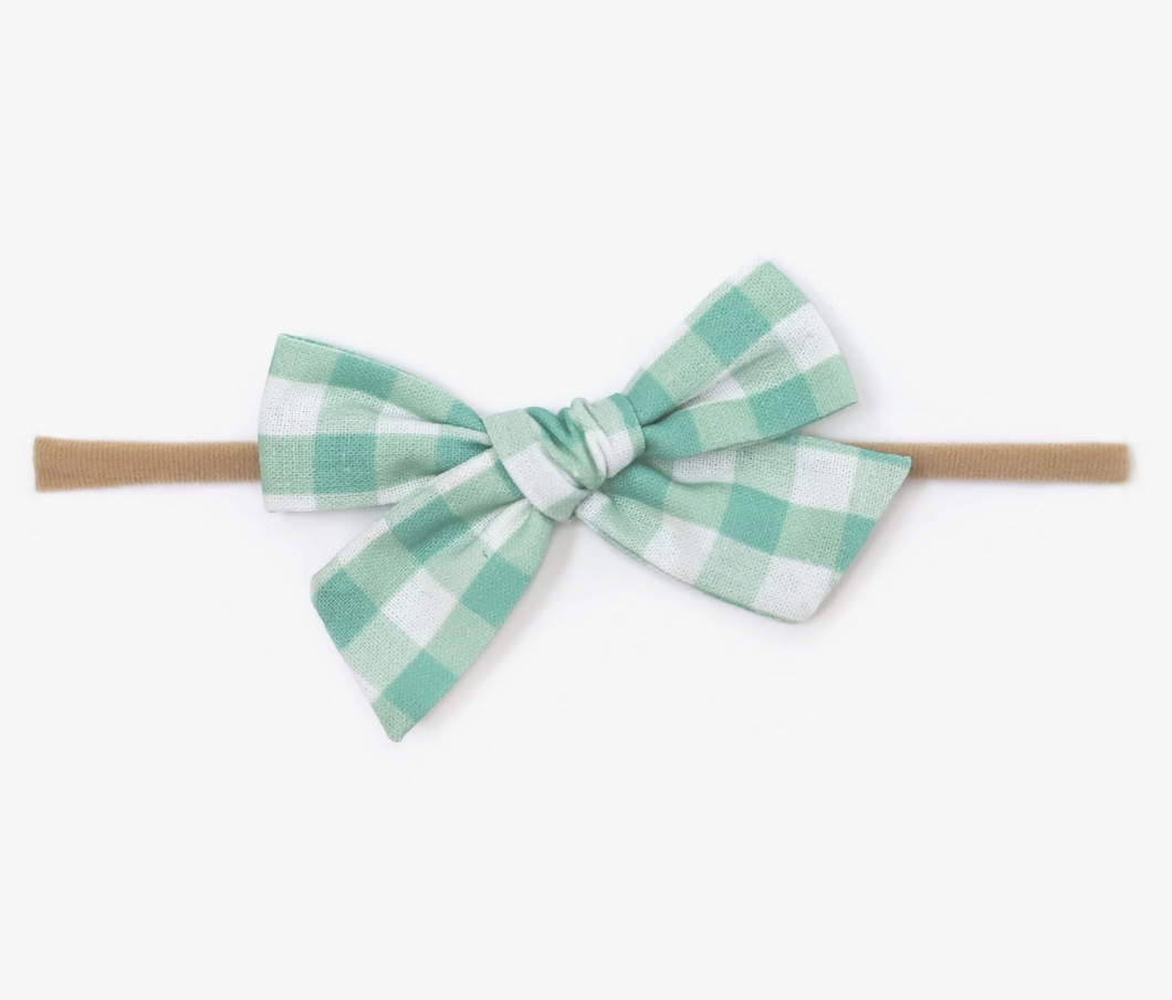 FINAL SALE: sea grass gingham bow headband