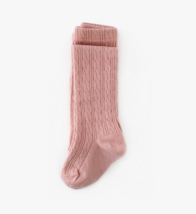 blush cable knit tights
