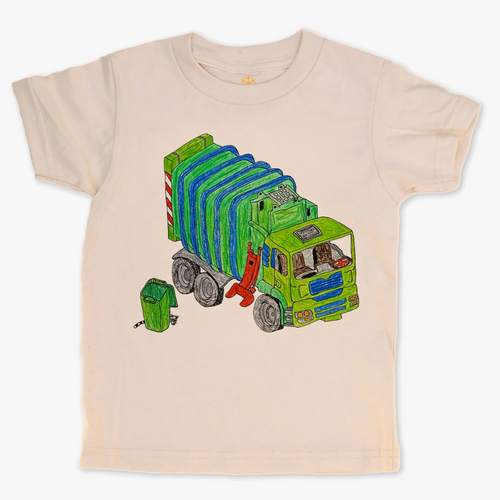 garbage truck on natural tee