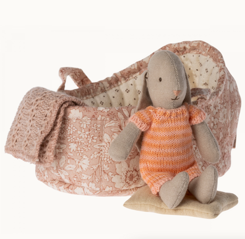 bunny in carry cot apricot stripe
