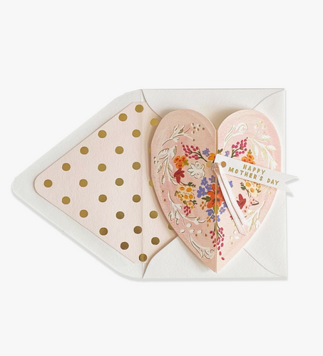 pink heart happy mother's day card
