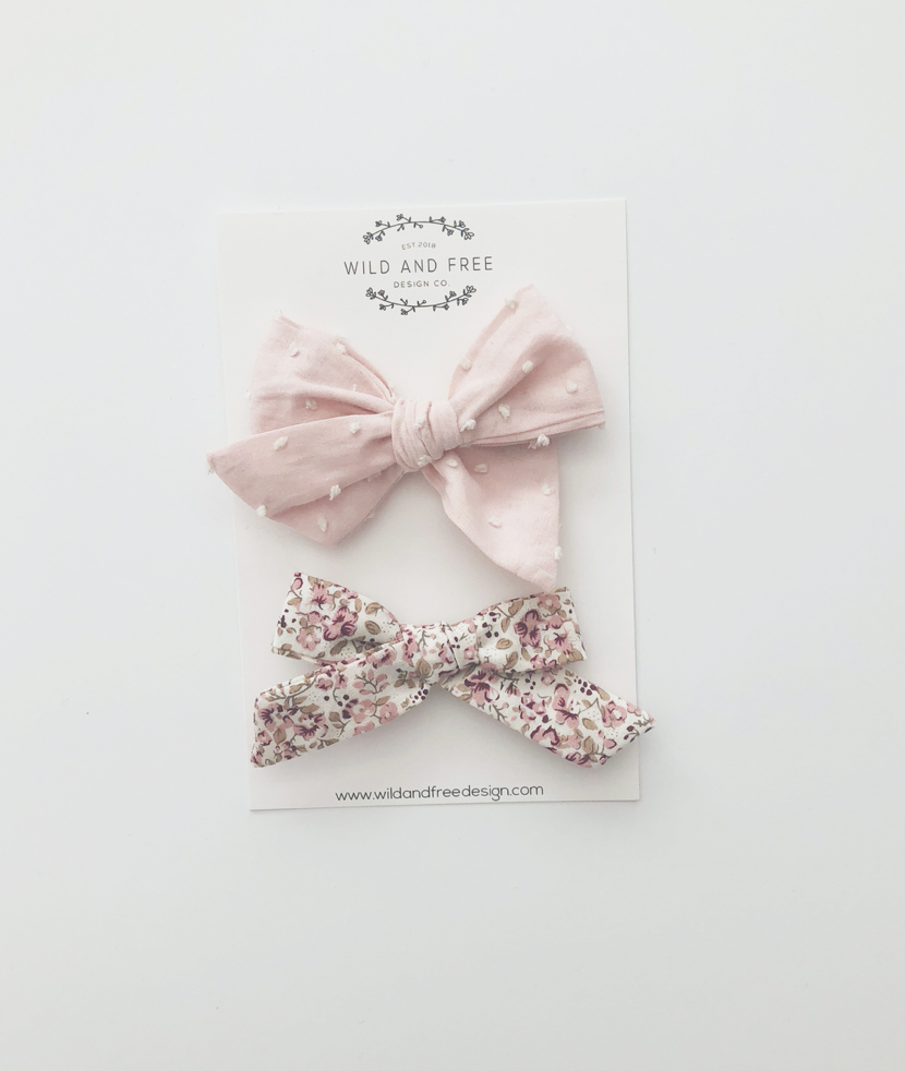 pink swiss dot and floral headband