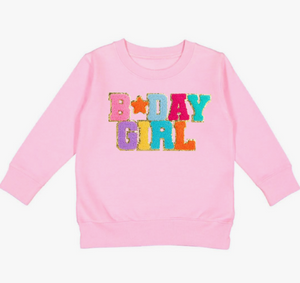 birthday girl patch sweatshirt
