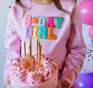 birthday girl patch sweatshirt