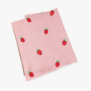 organic cotton knit blanket in strawberry