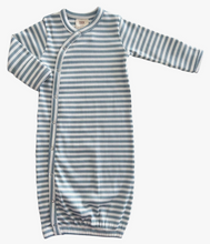 baby gown in blue stripe