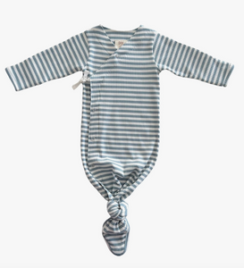 knotted gown in blue stripe