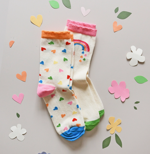 rainbow hearts socks set (ages 3-5y)