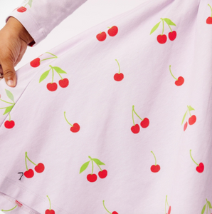 long sleeve ballet dress in sweet cherries