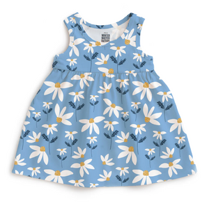 alna dress in blue daisies