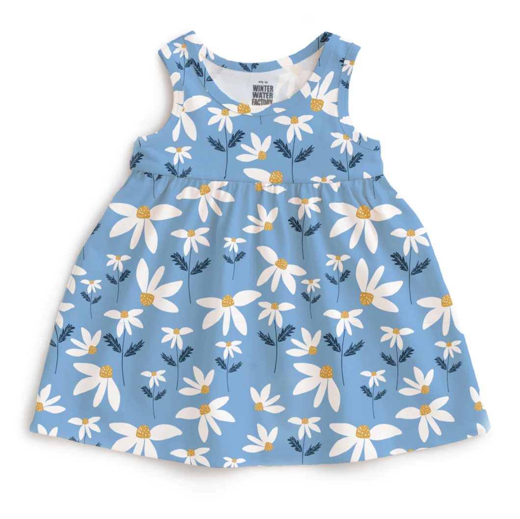 alna dress in blue daisies