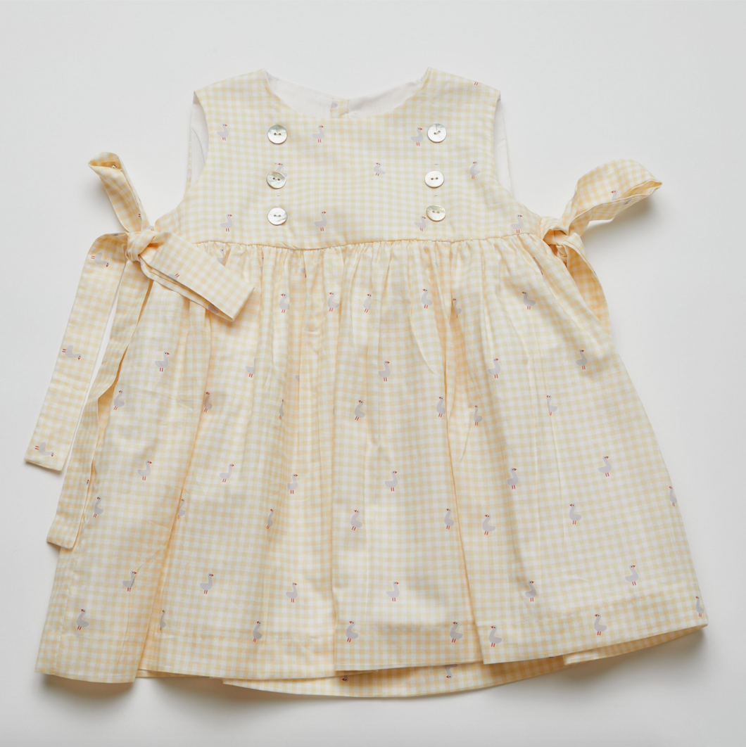 FINAL SALE: vichy dress in yellow ducks