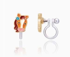 clip on earrings in pretty pony
