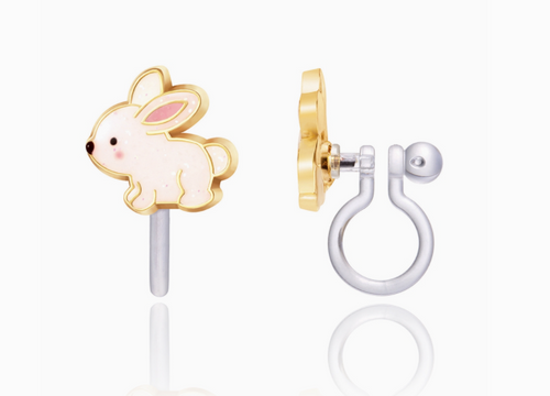 clip on earrings in glitter rabbit