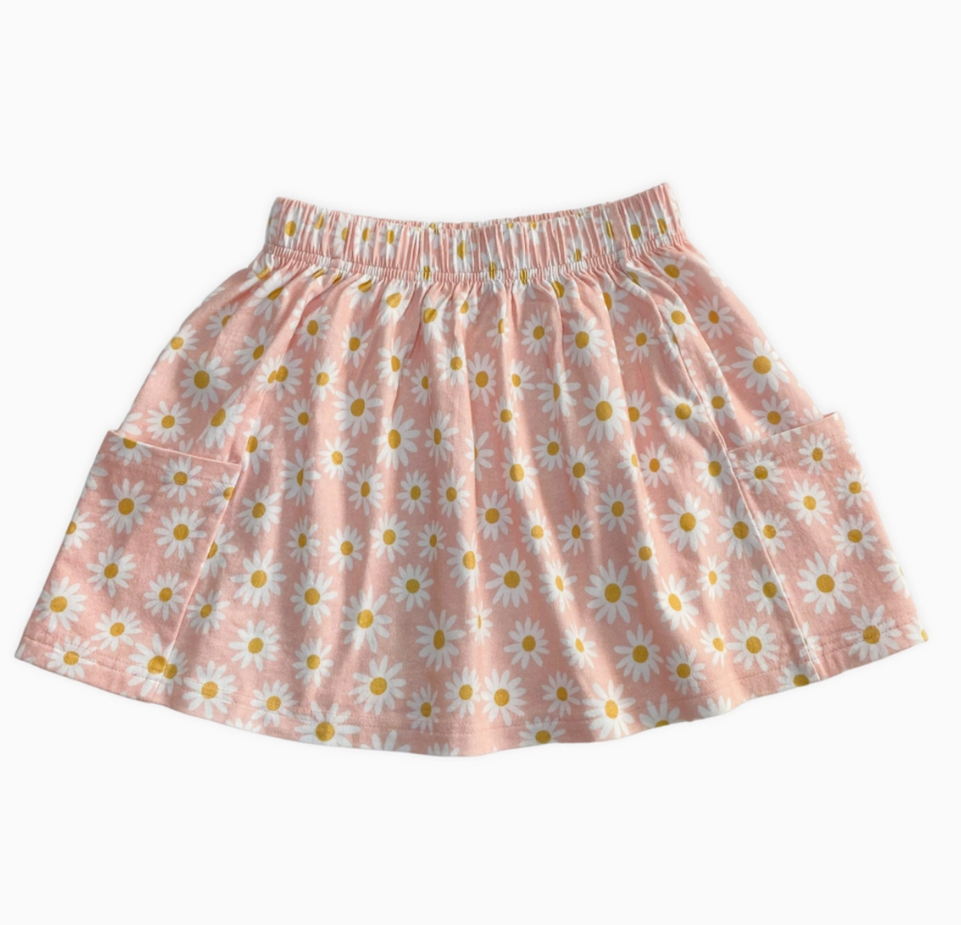 pink daisy pocket skirt