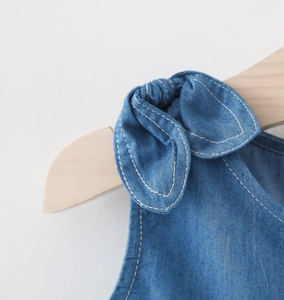 knotted tie denim dress