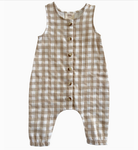 tan gingham jumpsuit