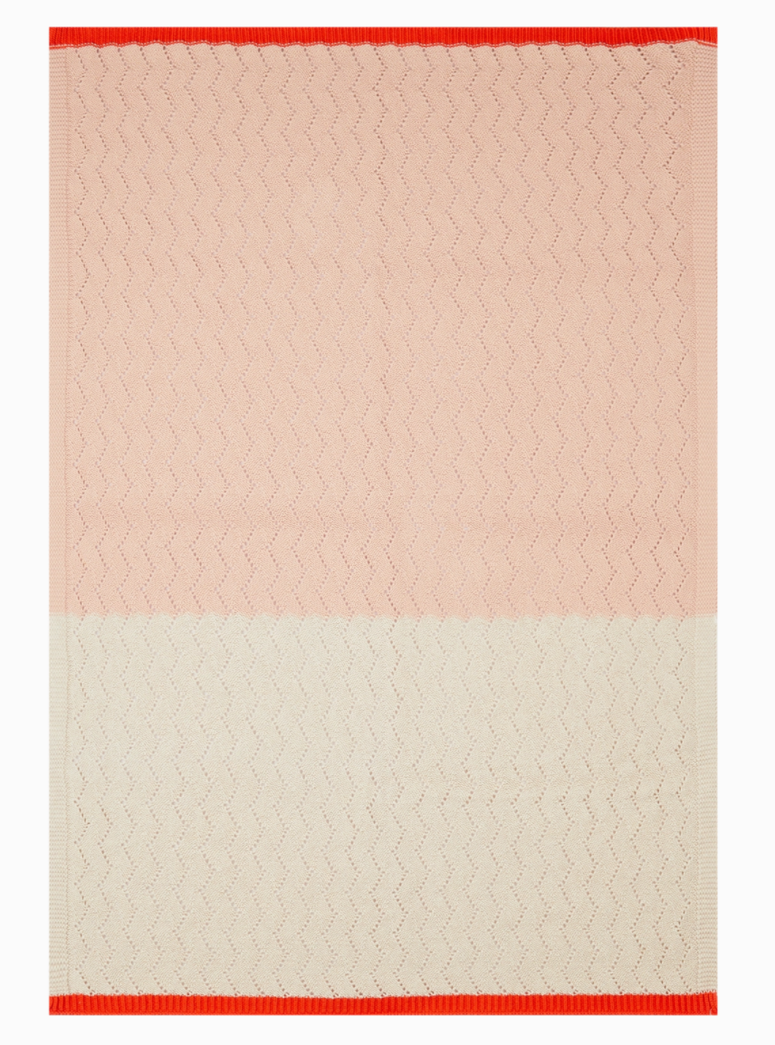 pink cotton zigzag knit baby blanket