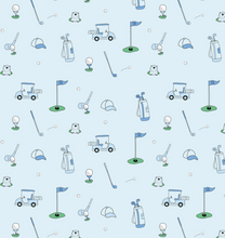 blue golf print pima footie