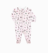 pink golf print pima footie