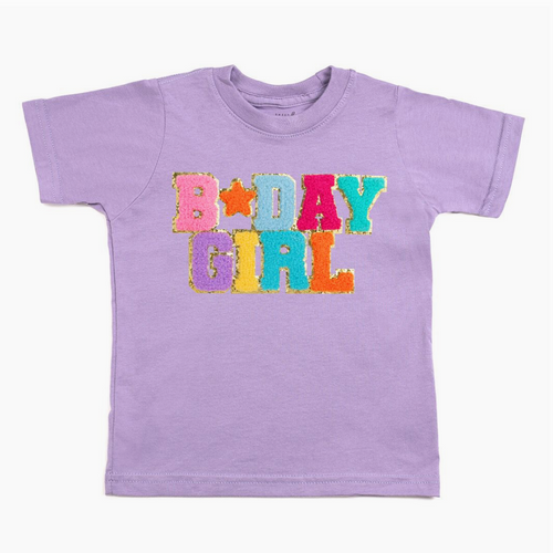 birthday girl patch tee in purple