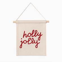 holly jolly wall hanging in natural