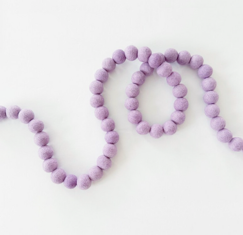 lavender felt ball garland (6ft)