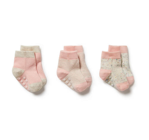 3pk baby socks in cantelope